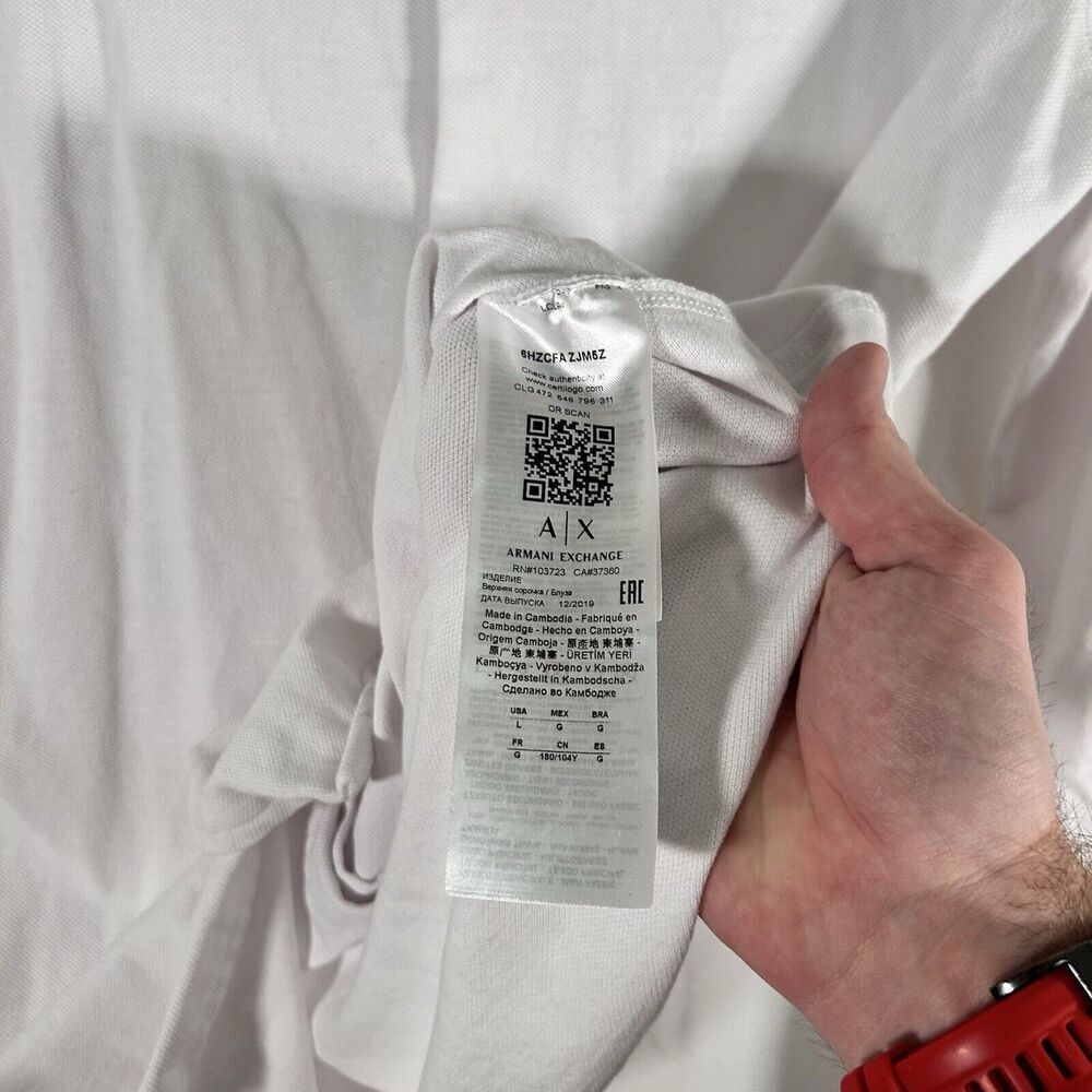 Armani Exchange Shirt Men's Large White Long Sleeve Button Up Regular Cotton - Picture 7 of 12